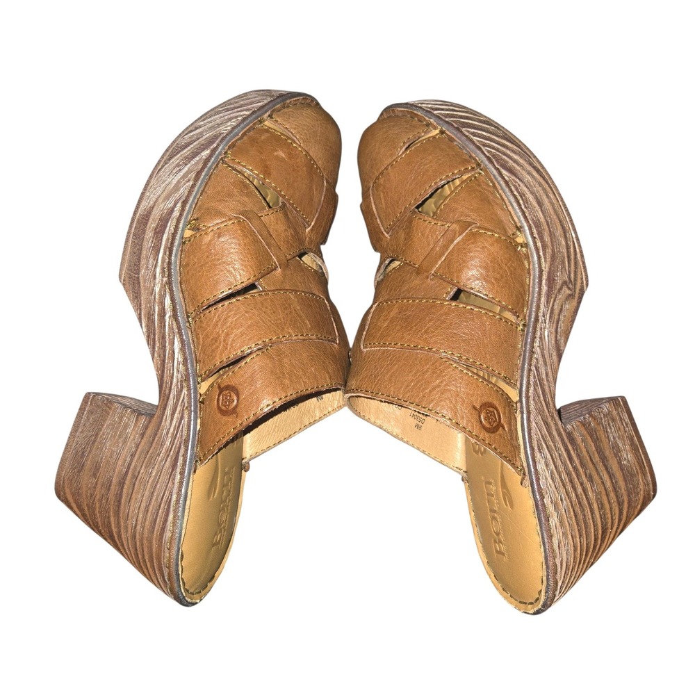 Born Pollina Woven Leather Sandal Mule Womens 9 Brown Heeled Clog D53041 - Picture 6 of 11